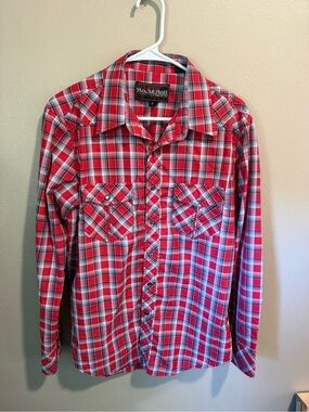 Rock & Roll Cowboy Red Plaid Button-Down Shirt